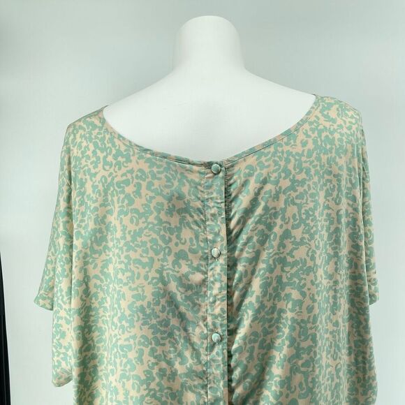 Ava & Viv Green Print Reversible Rayon Top 4X – Short Sleeve, Button Back, NWT - Picture 11 of 17
